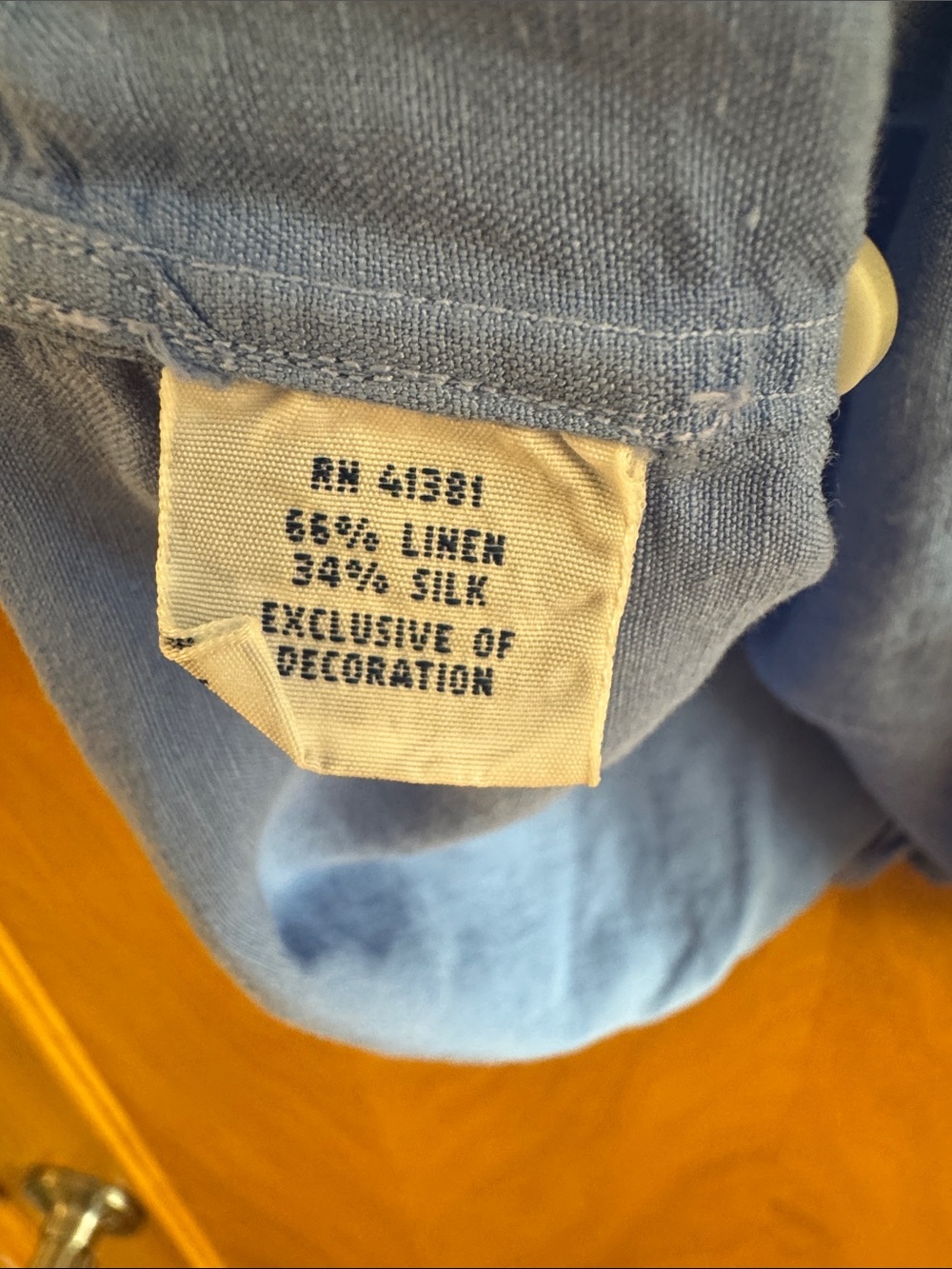 Polo Ralph Lauren Camp Shirt Men M Linen Silk Blue Short Sleeve Pink Pony Logo - Picture 7 of 7